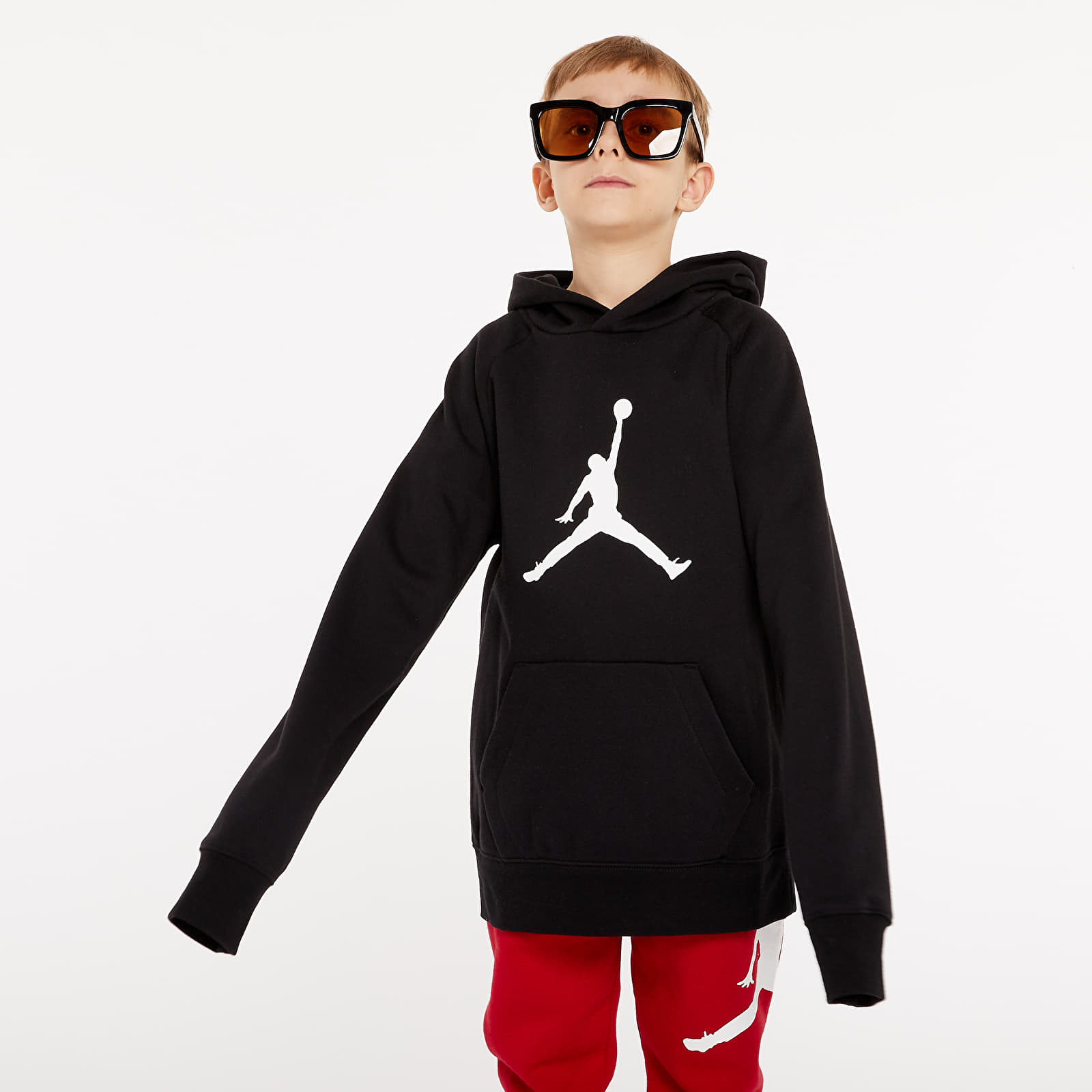Gyerek kapucnis pulcsik & pulóverek Jordan Logo Hoodie (8-15Y) Black