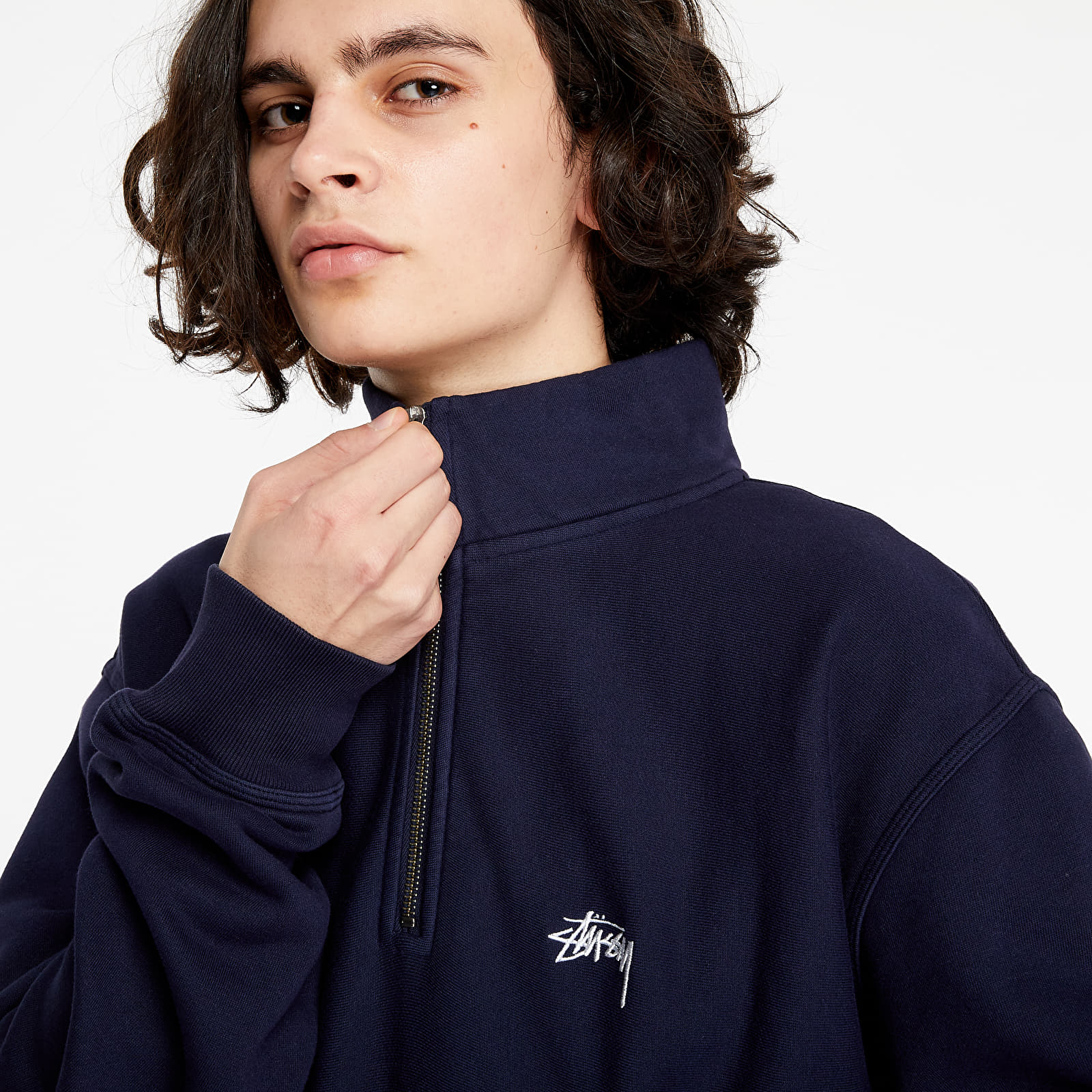 Sudaderas Stüssy Stock Logo Mock Pullover Navy