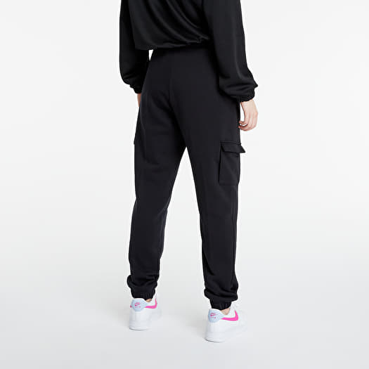 Pants and jeans Nike Sportswear Swoosh French Terry Pants Black White Footshop