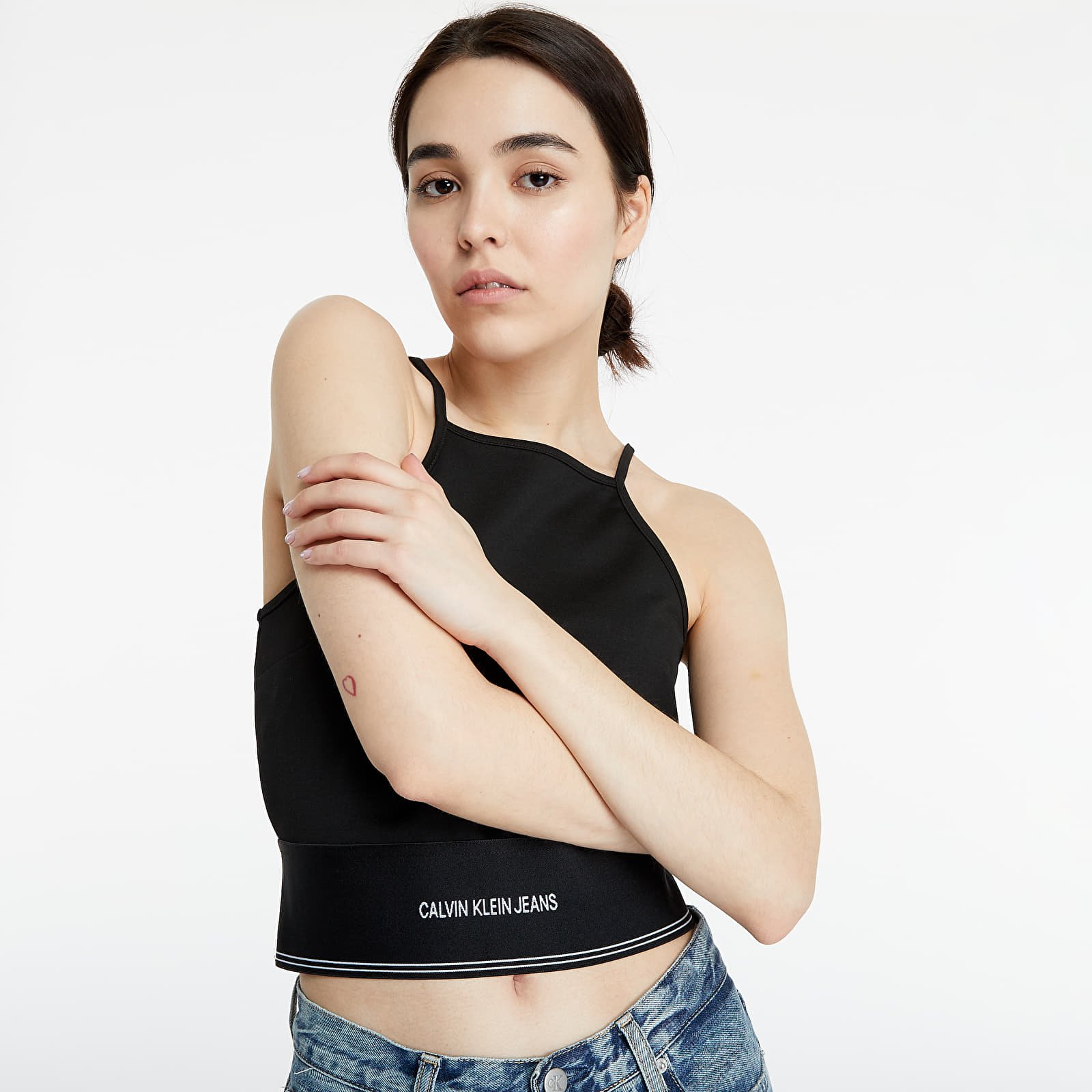 T-Shirts and shirts Calvin Klein Jeans Milano Jersey Cropped Top Black