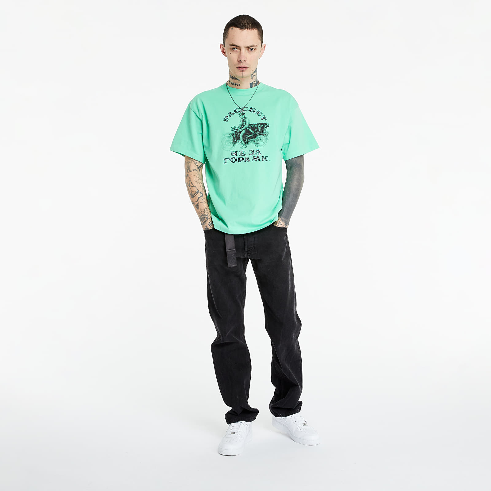 Trička PACCBET Printed ShortSleeve T-Shirt Mint Green/ Pink/ White