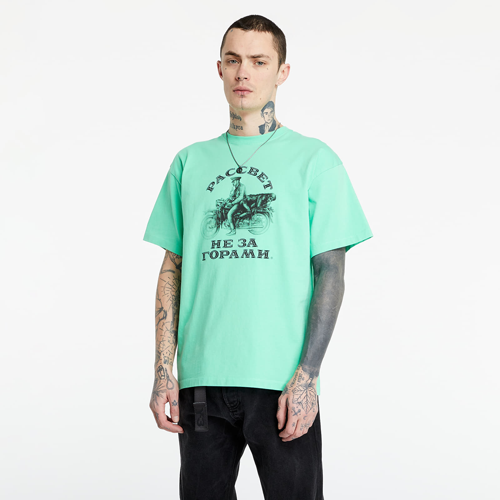 Trička PACCBET Printed ShortSleeve T-Shirt Mint Green/ Pink/ White