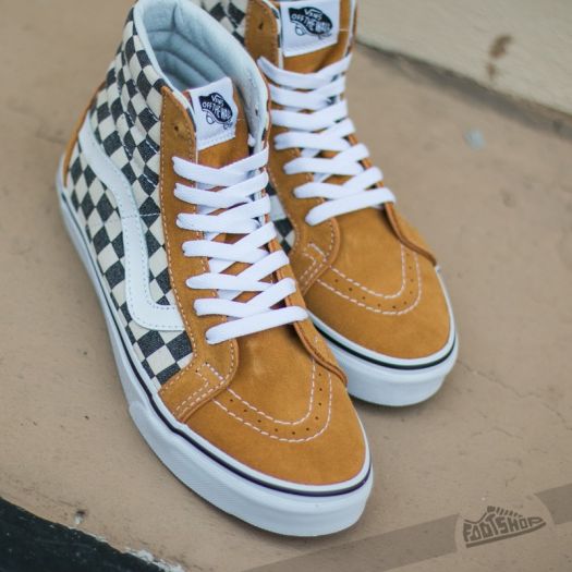 High top yellow cheap checkered vans