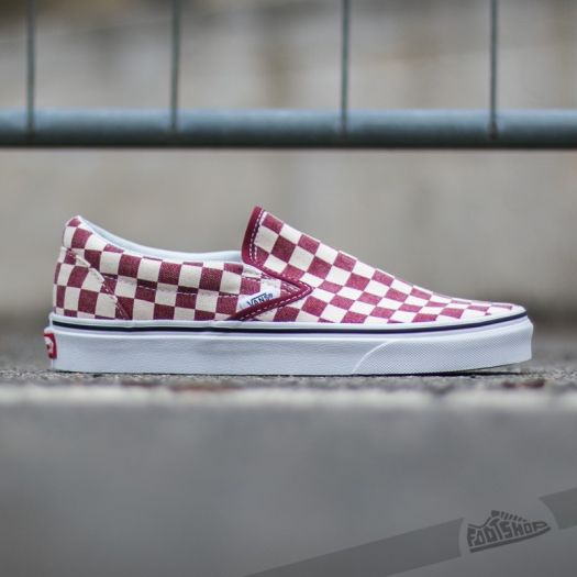 Vans Classic Slip On CHECKERBOARD Red Footshop
