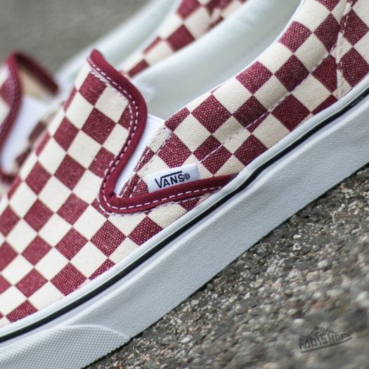 Maroon cheap checkered vans