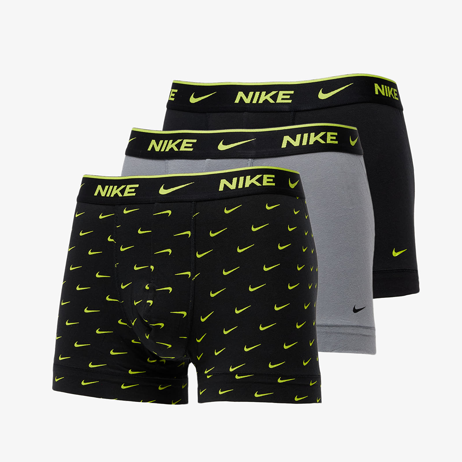 Bokserki Nike 3 Pack Trunks Cyber Swoosh Print/ Cool Grey/ Black