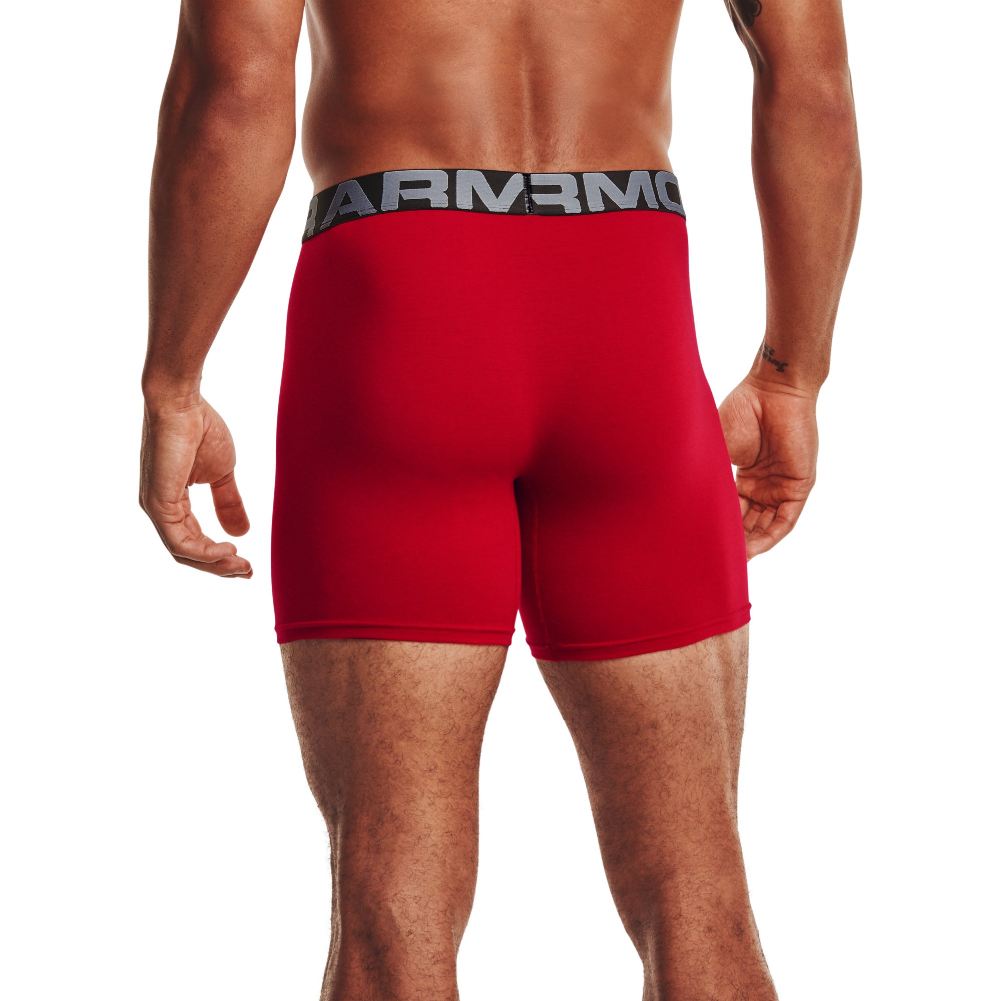 Boxer shorts Under Armour Charged Cotton 6In 3 Pack Red/ Academy/ Mod Gray Medium Heather