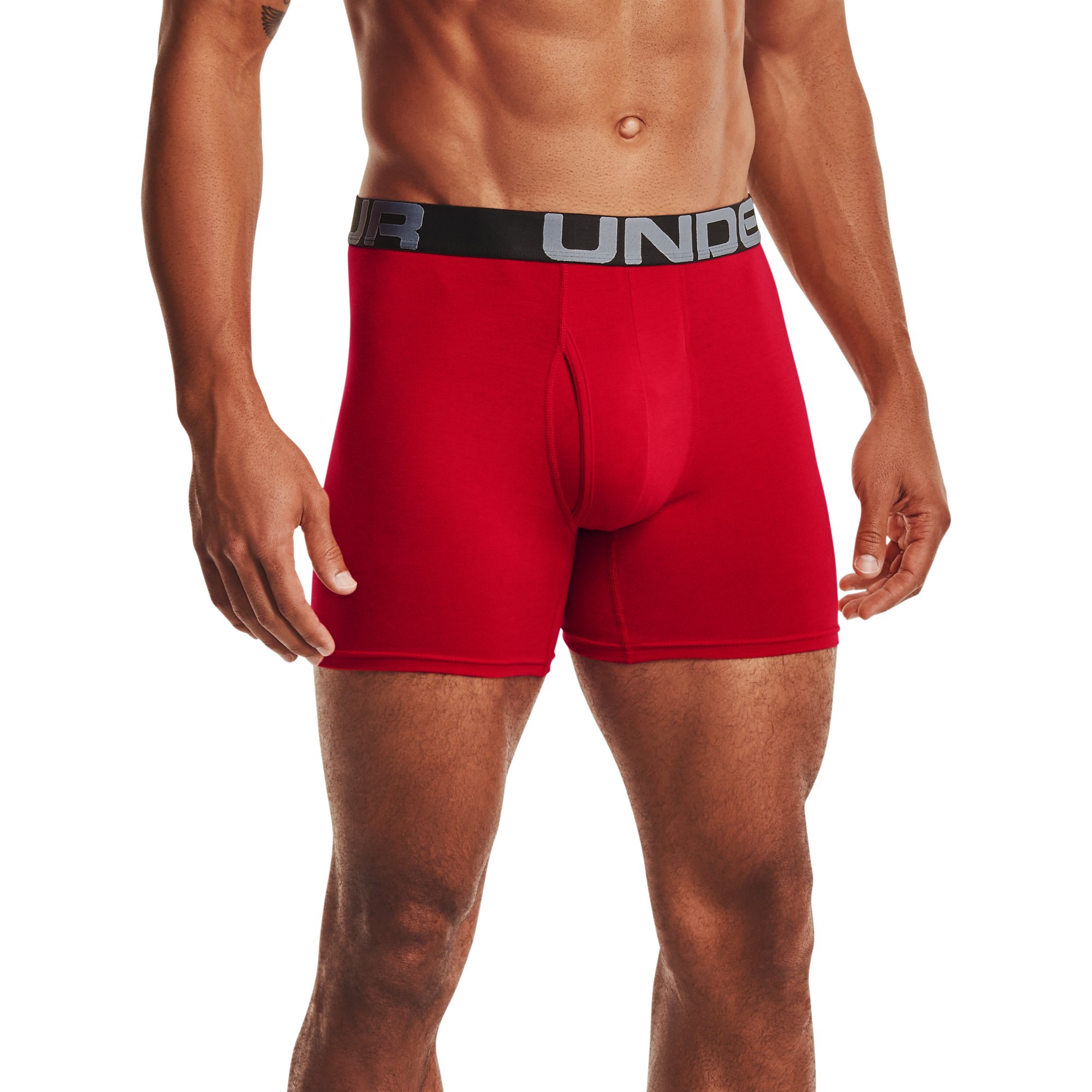 Boxer shorts Under Armour Charged Cotton 6In 3 Pack Red/ Academy/ Mod Gray Medium Heather