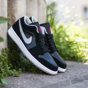 Air Jordan 1 Low Black/ Gym Red-Wolf Grey-White 