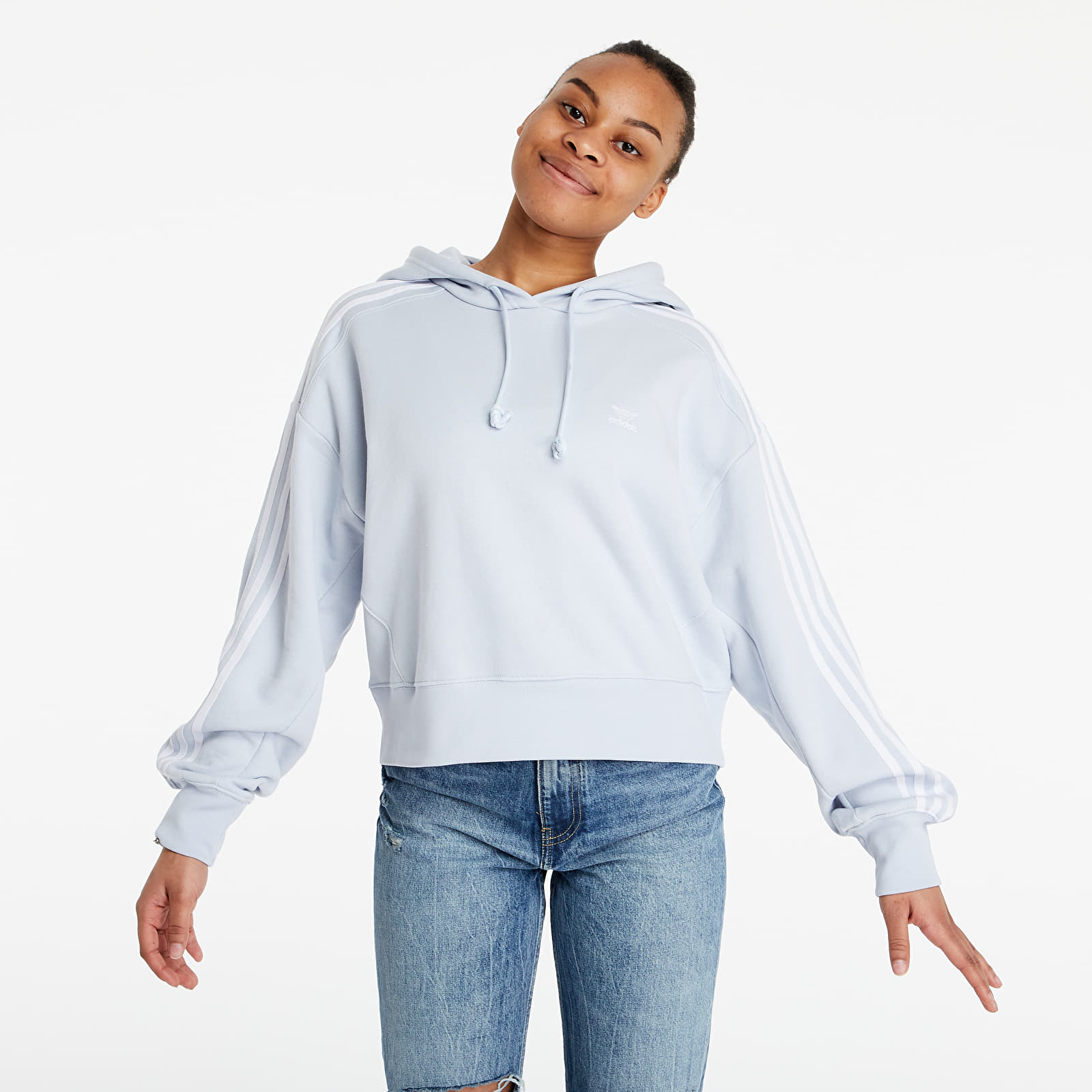 Adidas denim short hoodie on sale