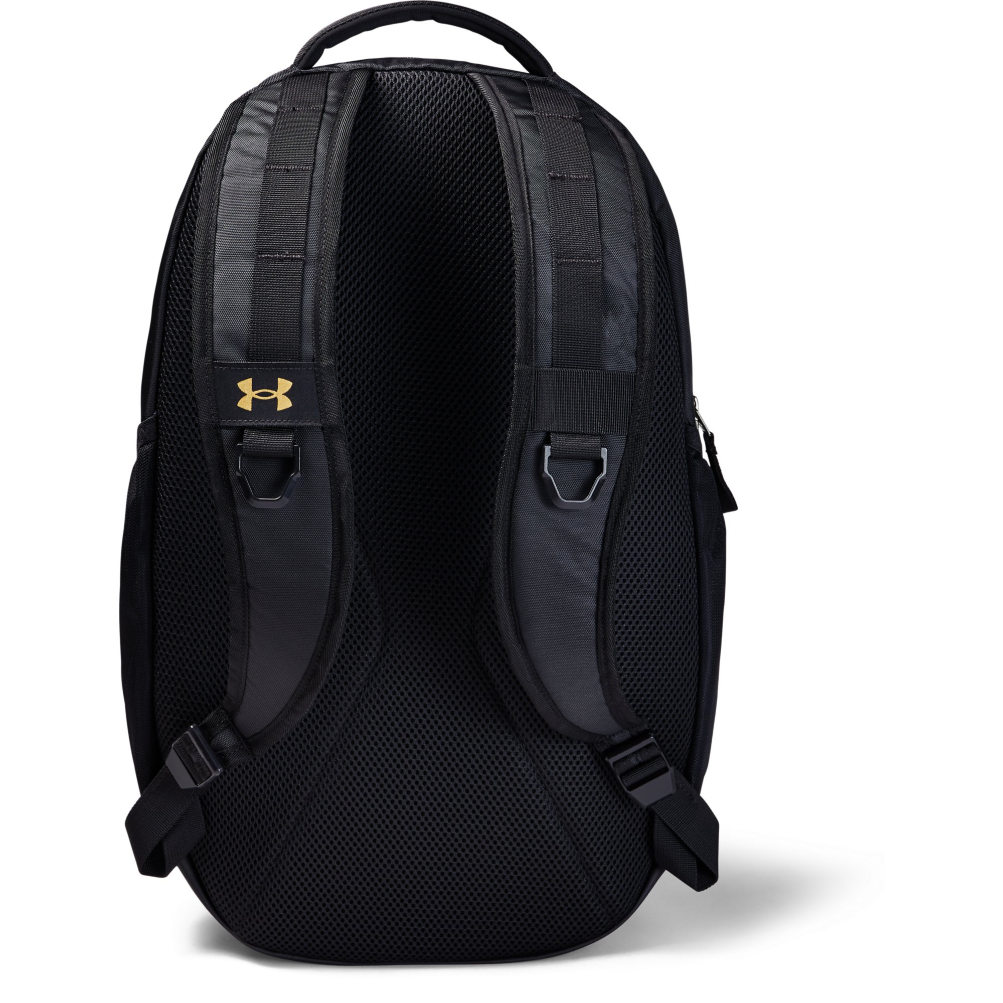 Hátizsákok Under Armour Hustle 5.0 Backpack Black Medium Heather/ Metallic Gold Luster