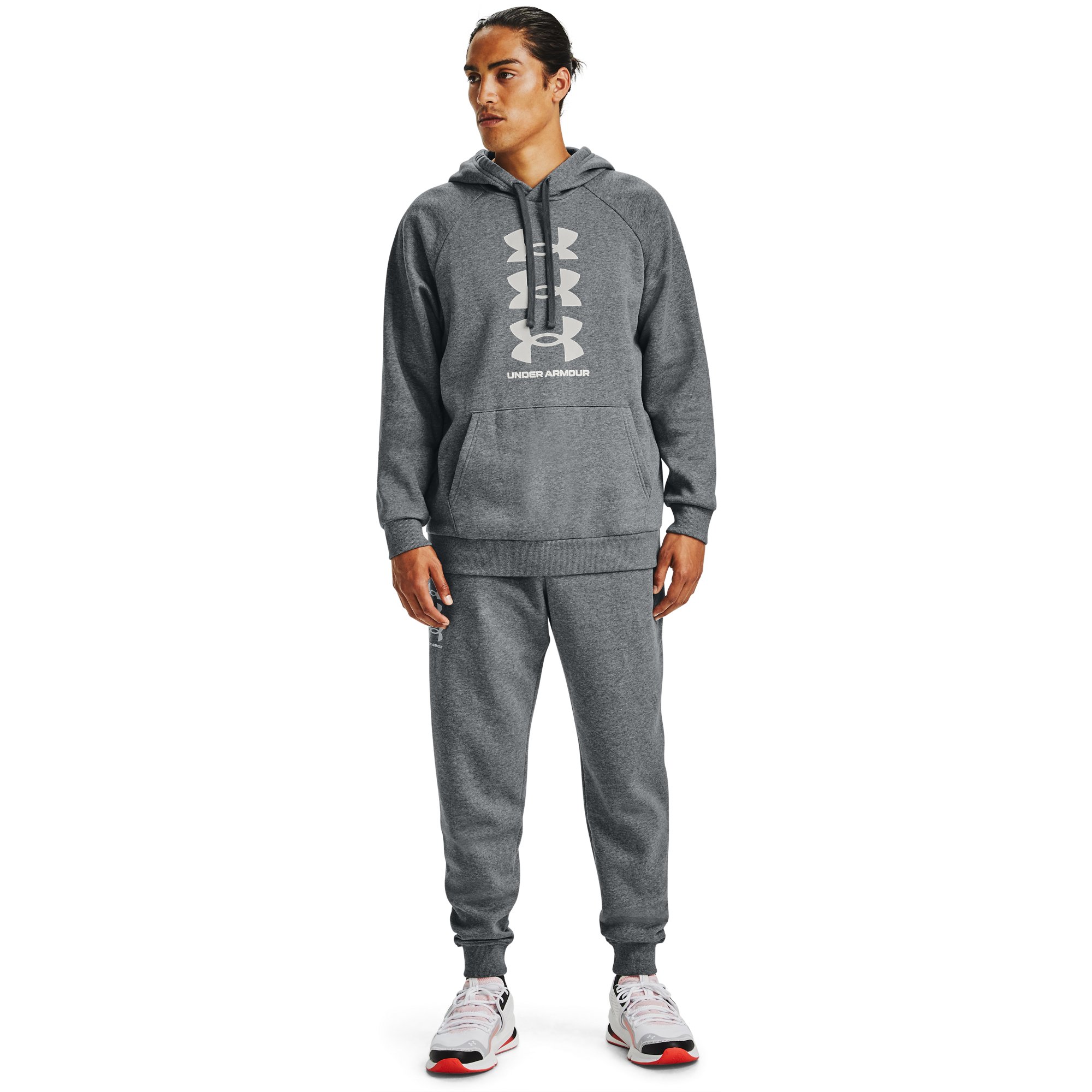Hoodies en truien Under Armour Rival Fleece Multilogo Hoodie Gray/ Onyx White