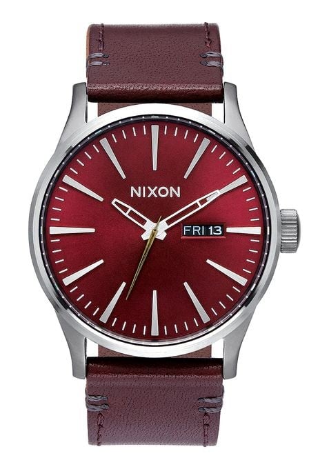 Klokker Nixon Sentry Leather Gunmetal/ Deep Burgundy