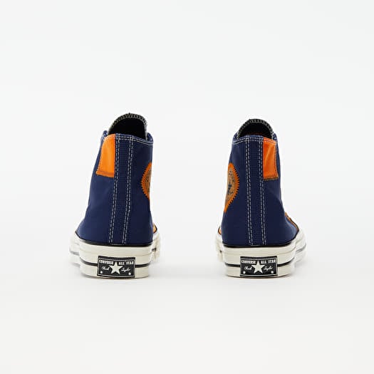 Navy blue and shop orange converse