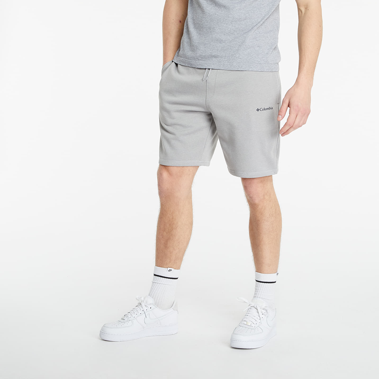 columbia logo fleece shorts