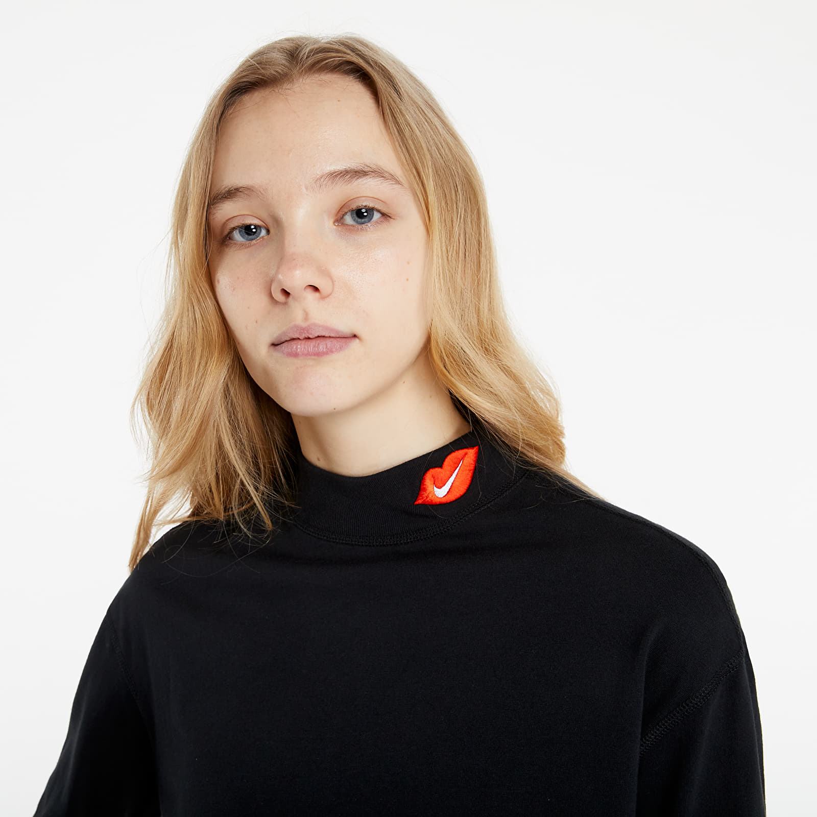 Majice T-shirt Nike Sportswear Tee Longsleeve Mock Love Black