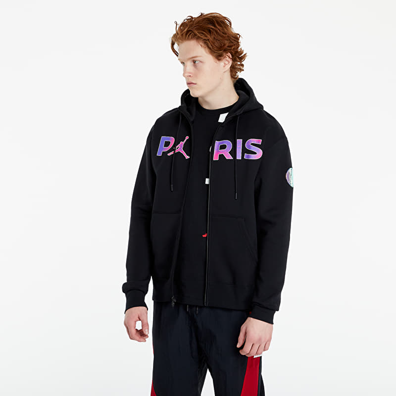 Jordan Paris Saint-Germain Full Zip Fleece Hoodie Black | Footshop