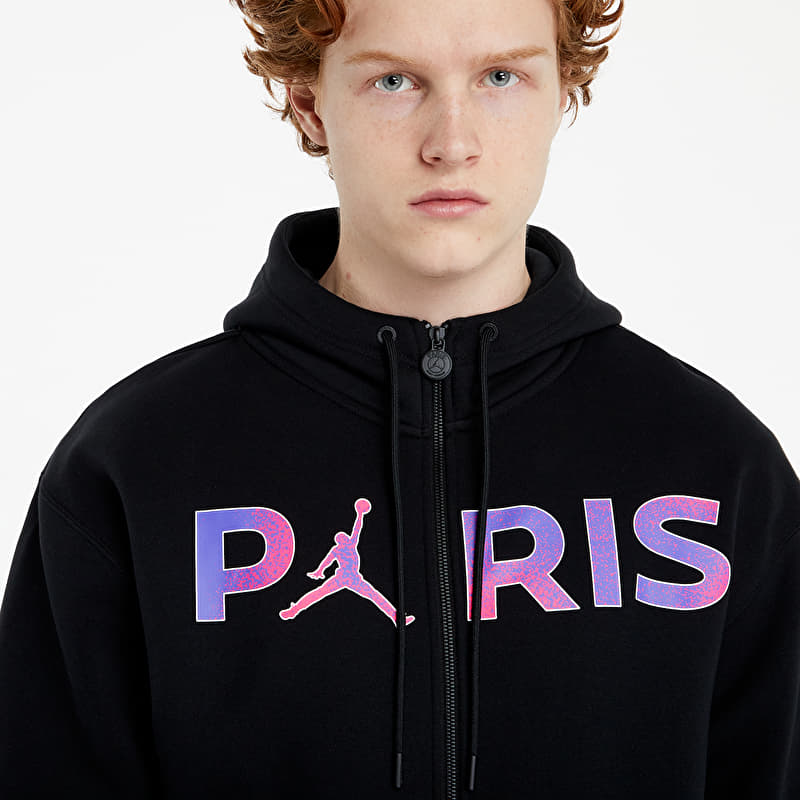 Jordan Paris Saint-Germain Full Zip Fleece Hoodie Black | Footshop