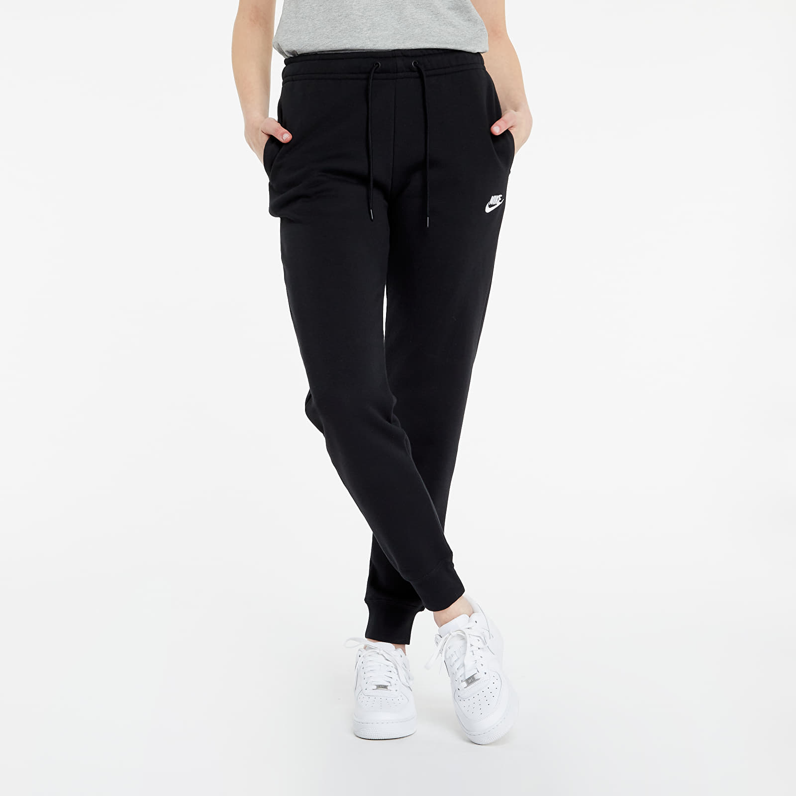 Džínsy a nohavice Nike Sportswear W Essential Fleece Pants Black/ White