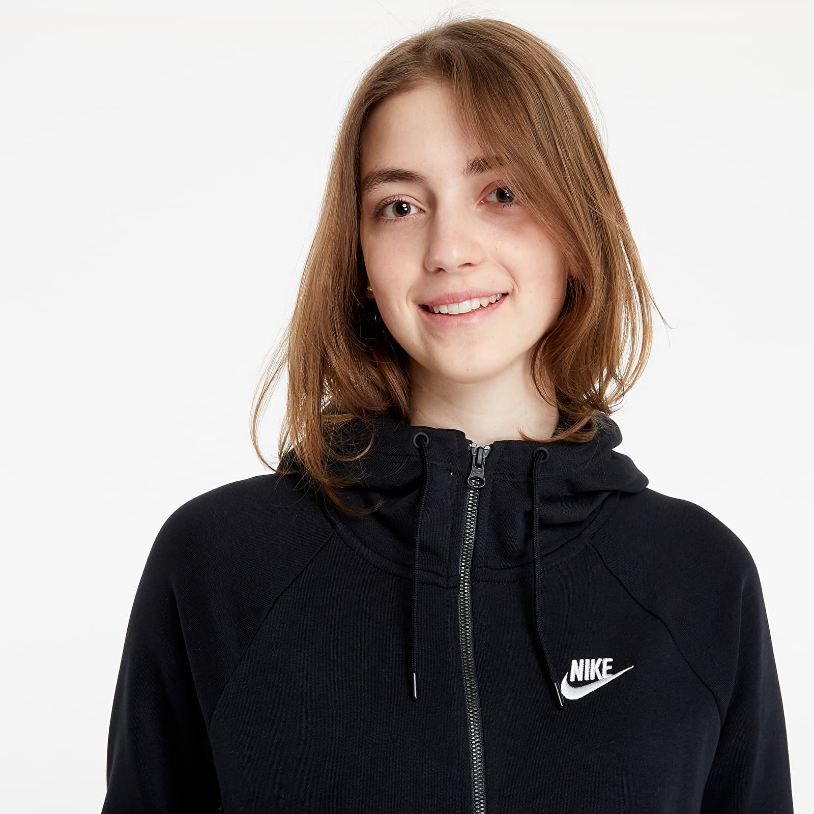 Kapucnis pulóverek és pulcsik Nike Sportswear W Essential Full-Zip Fleece Hoodie Black/ White