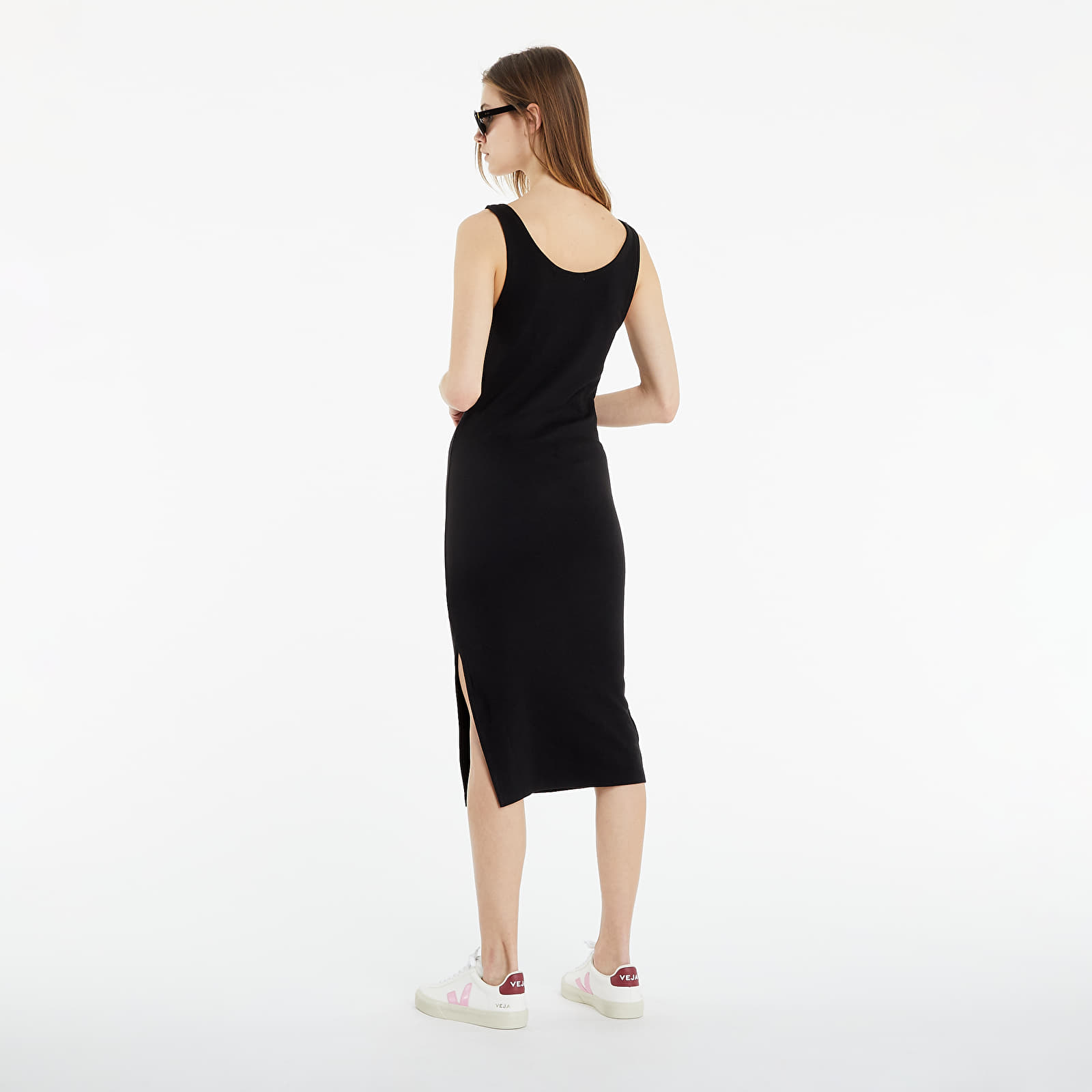 Suknelė Calvin Klein Jeans Organic Cotton Rib Jersey Midi Dress Black
