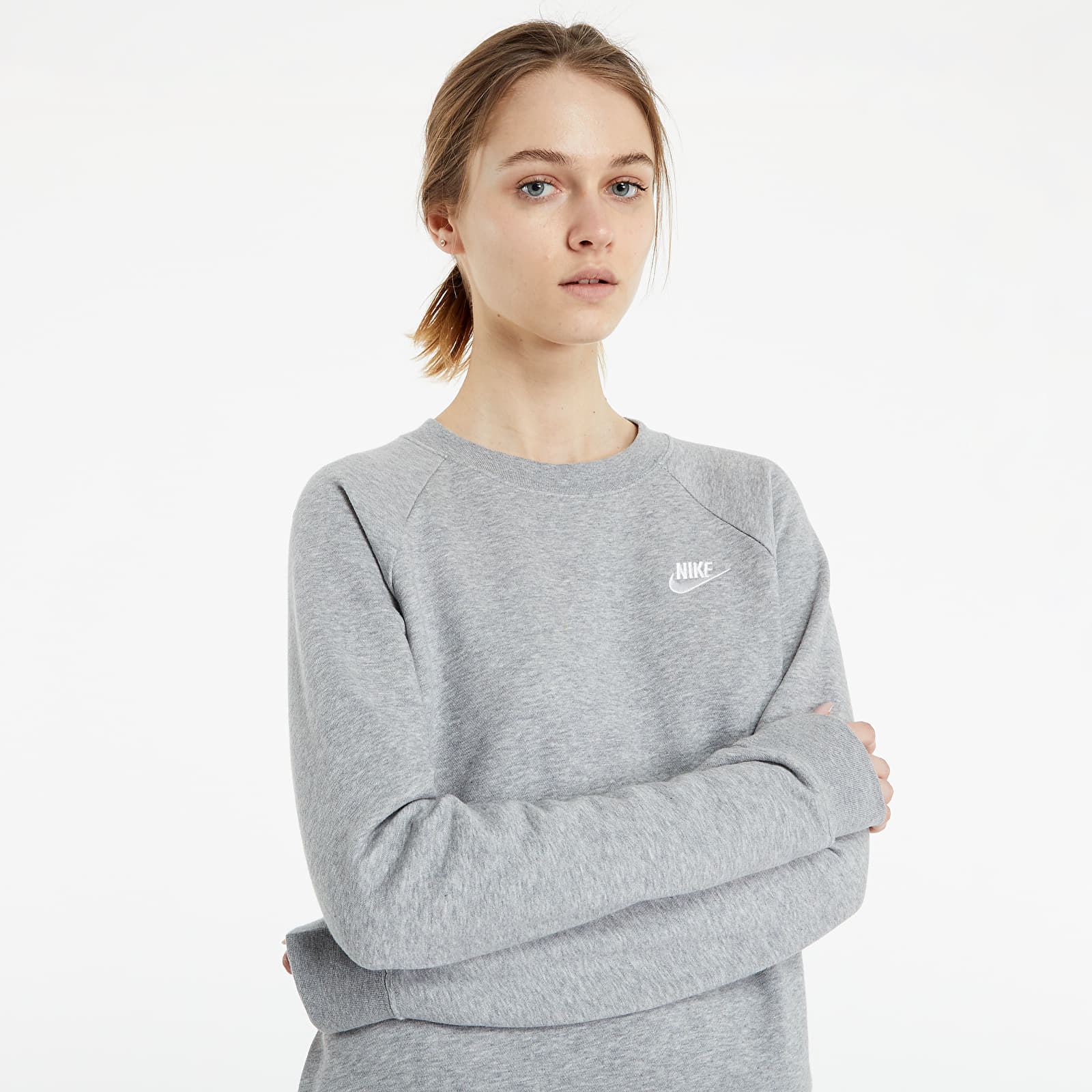 Sweatjacken und Sweatshirts Nike Sportswear W Essential Fleece Crew Dk Grey Heather/ White