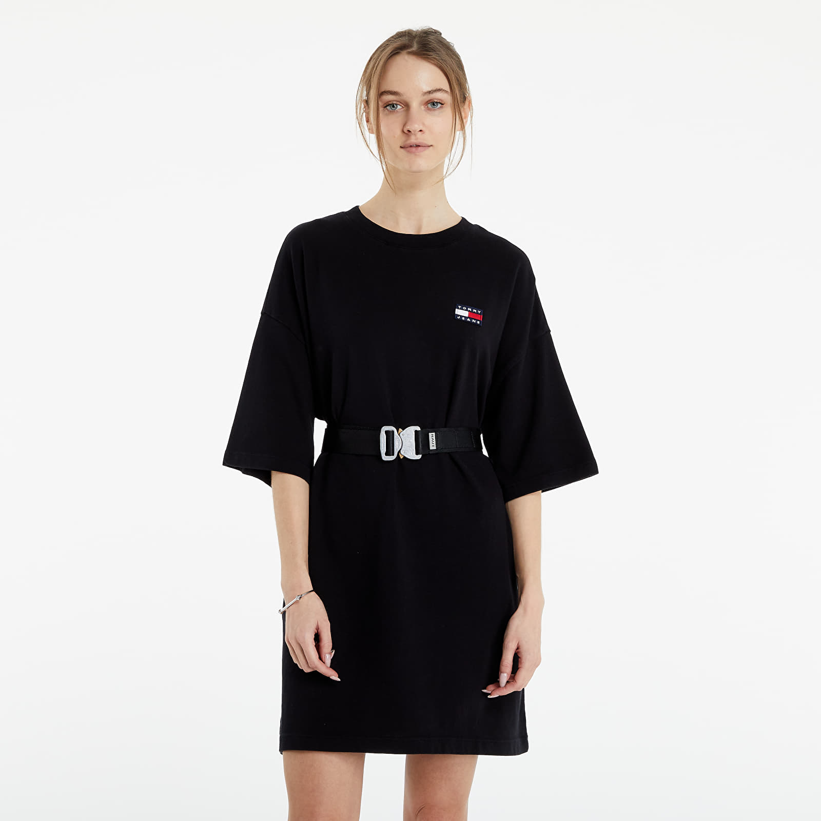 Suknelė Tommy Jeans Oversized Badge Tee Dress Black