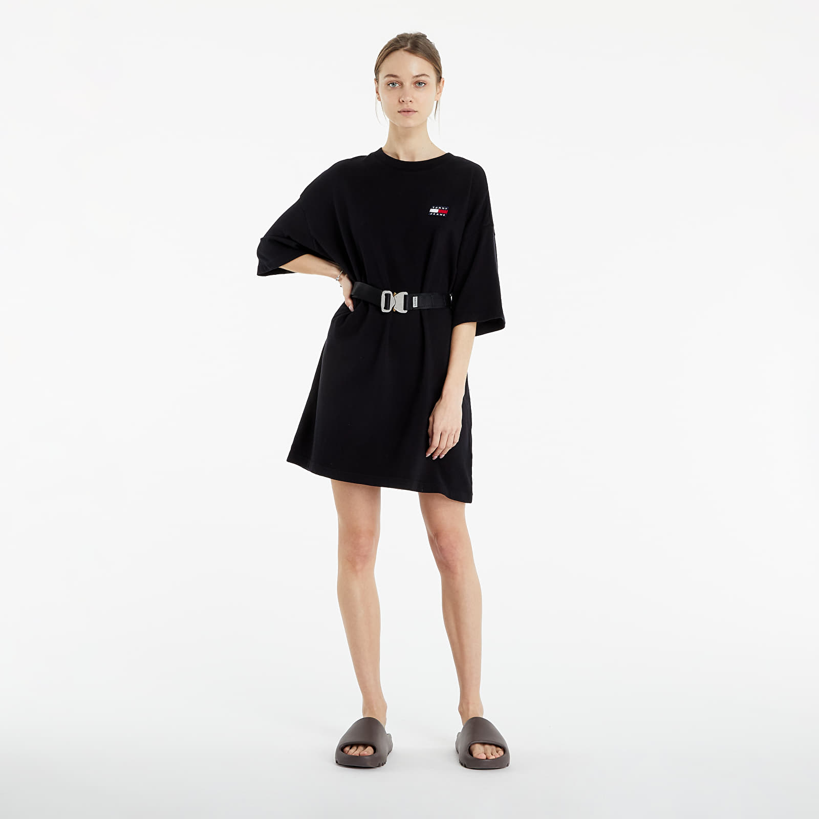 Suknelė Tommy Jeans Oversized Badge Tee Dress Black