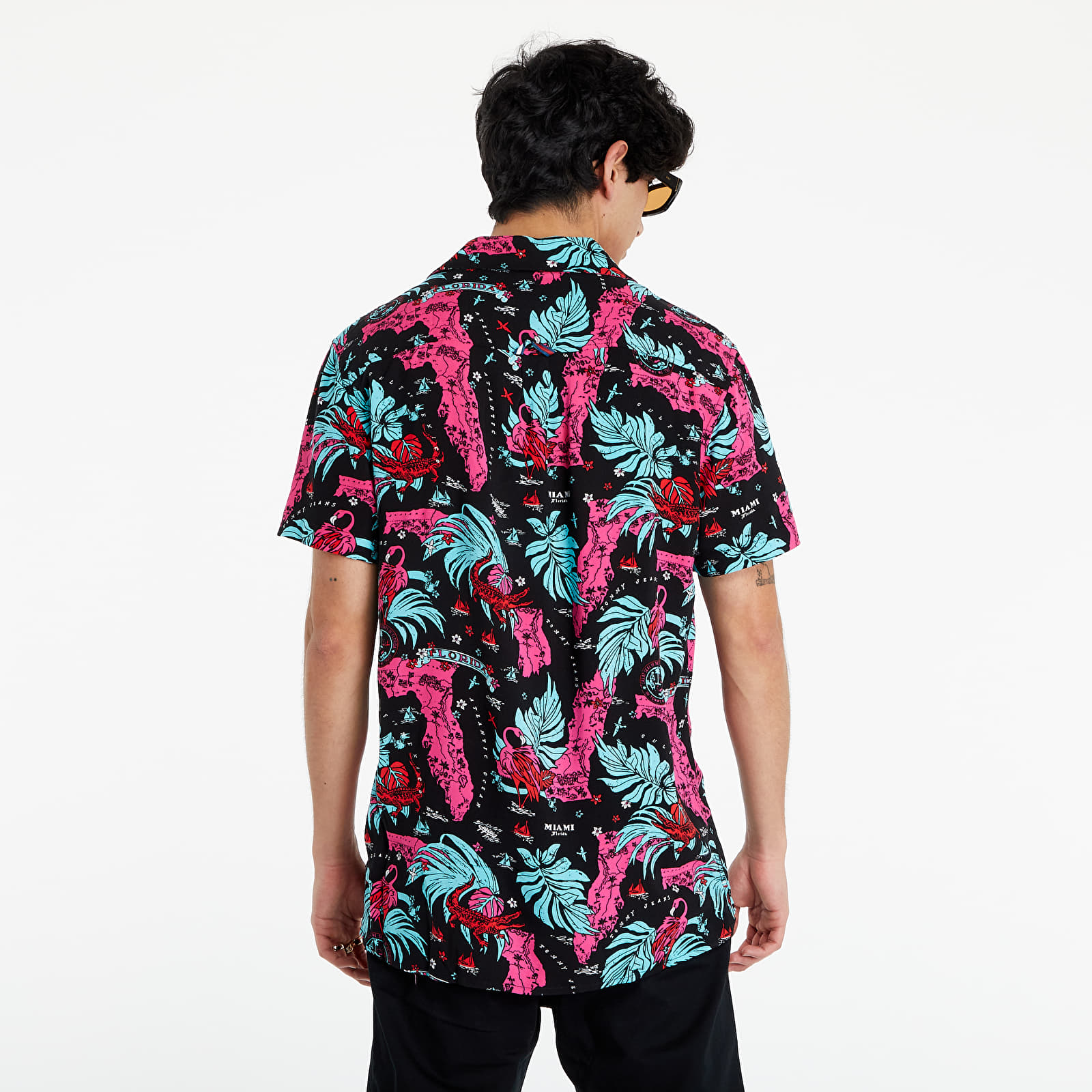 Marškiniai Tommy Jeans Miami Print Camp Shirt Black Miami Aop
