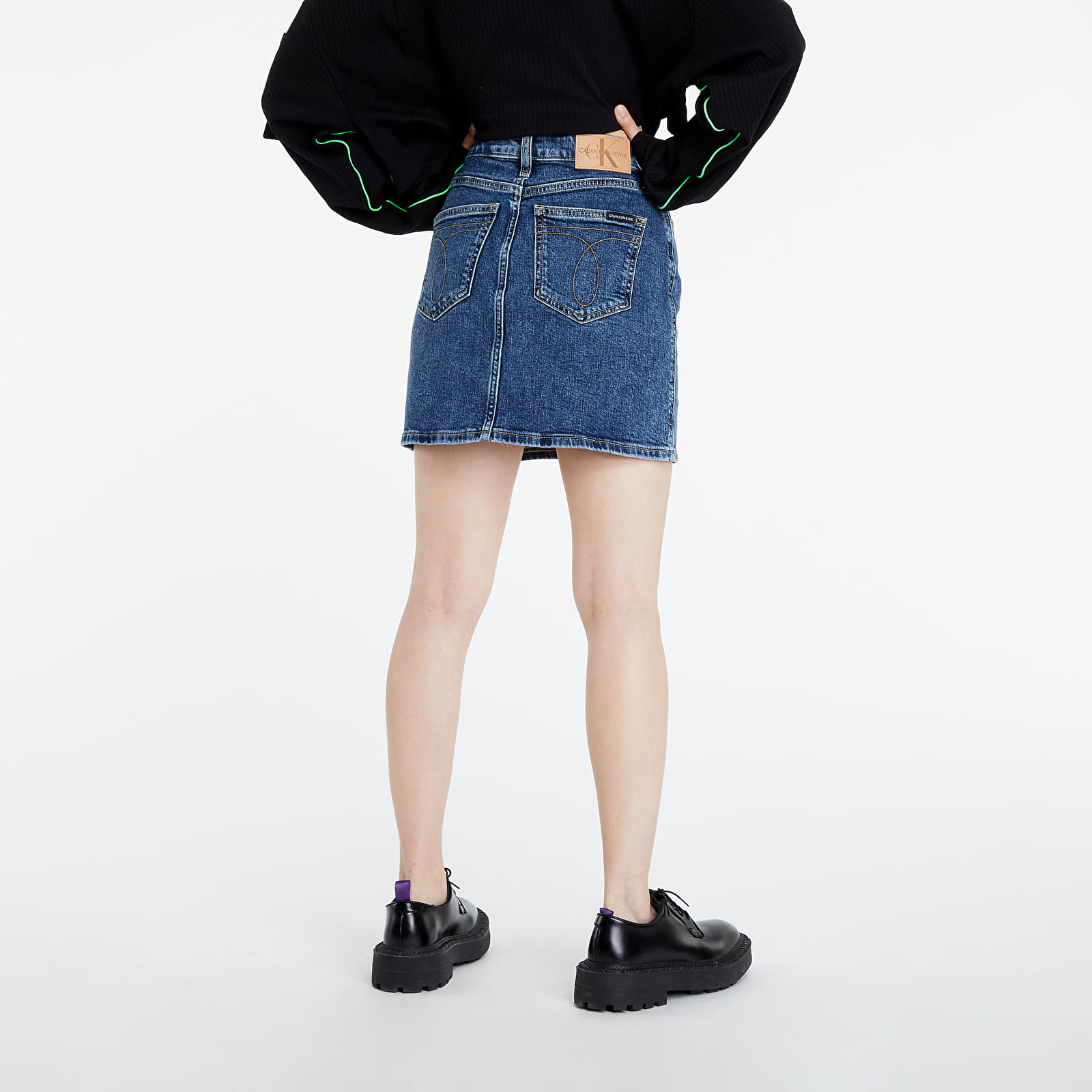 Sukně Calvin Klein Jeans High Rise Denim Mini Skirt Denim Dark