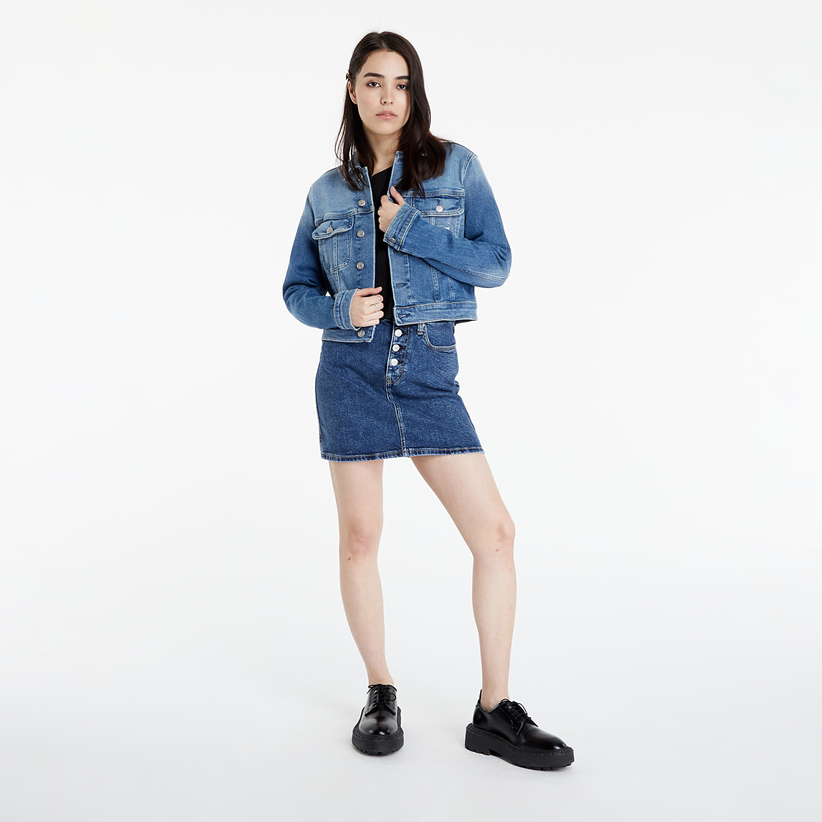 Sukně Calvin Klein Jeans High Rise Denim Mini Skirt Denim Dark