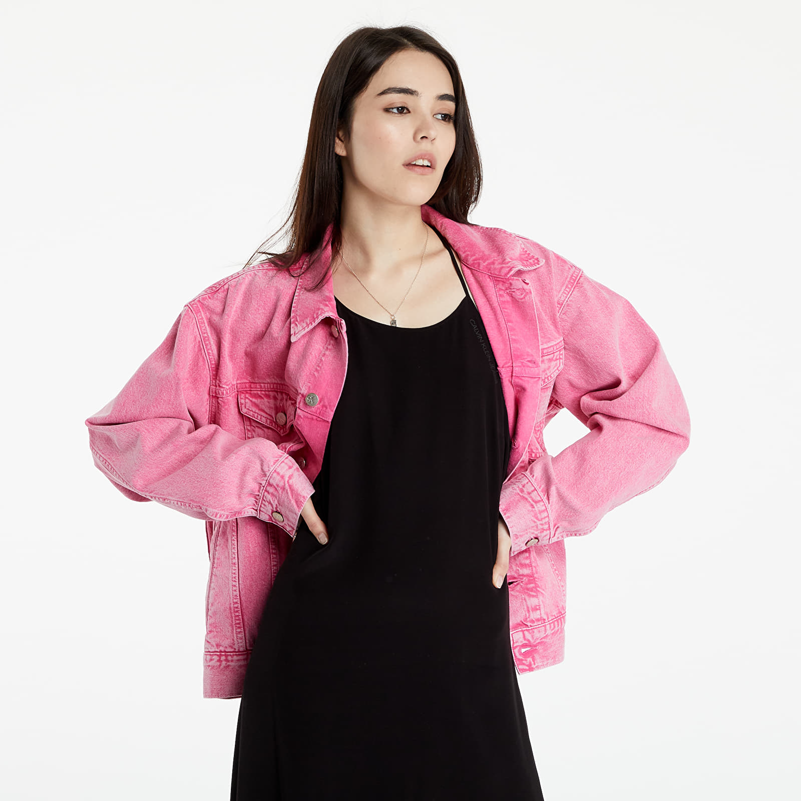 Pink neon denim best sale jacket