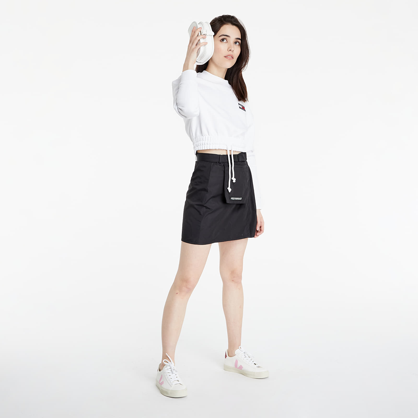 Hanorace Tommy Jeans Super Cropped Badge Crewneck White