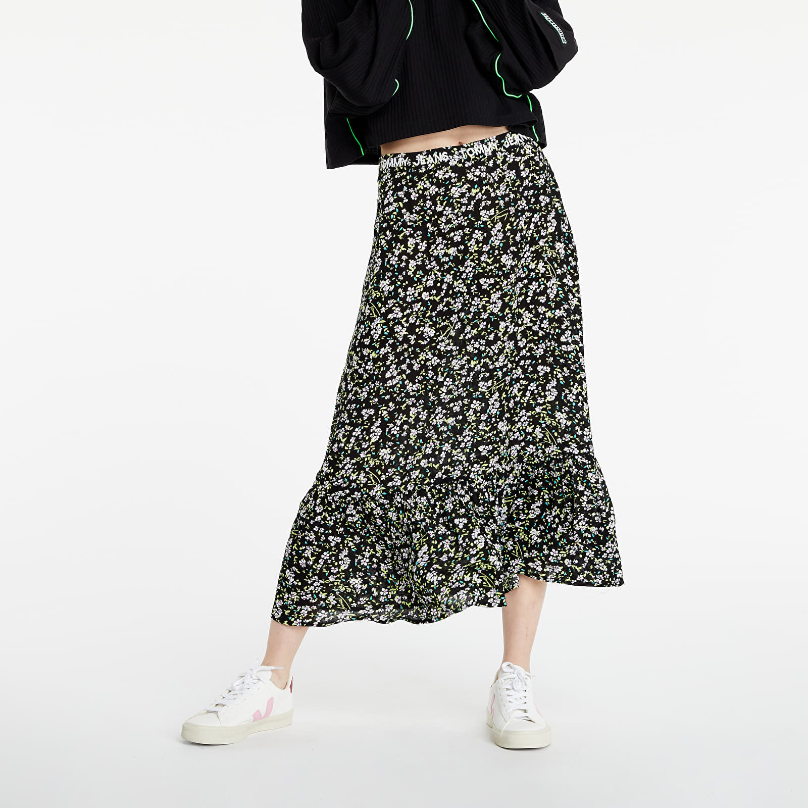 Skirts Tommy Footshop Jeans Floral Floral Skirt Tiered Print | Midi