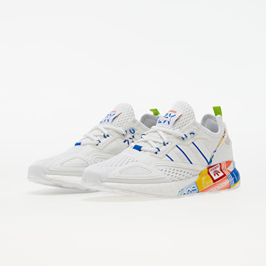 Adidas boost white with blue online