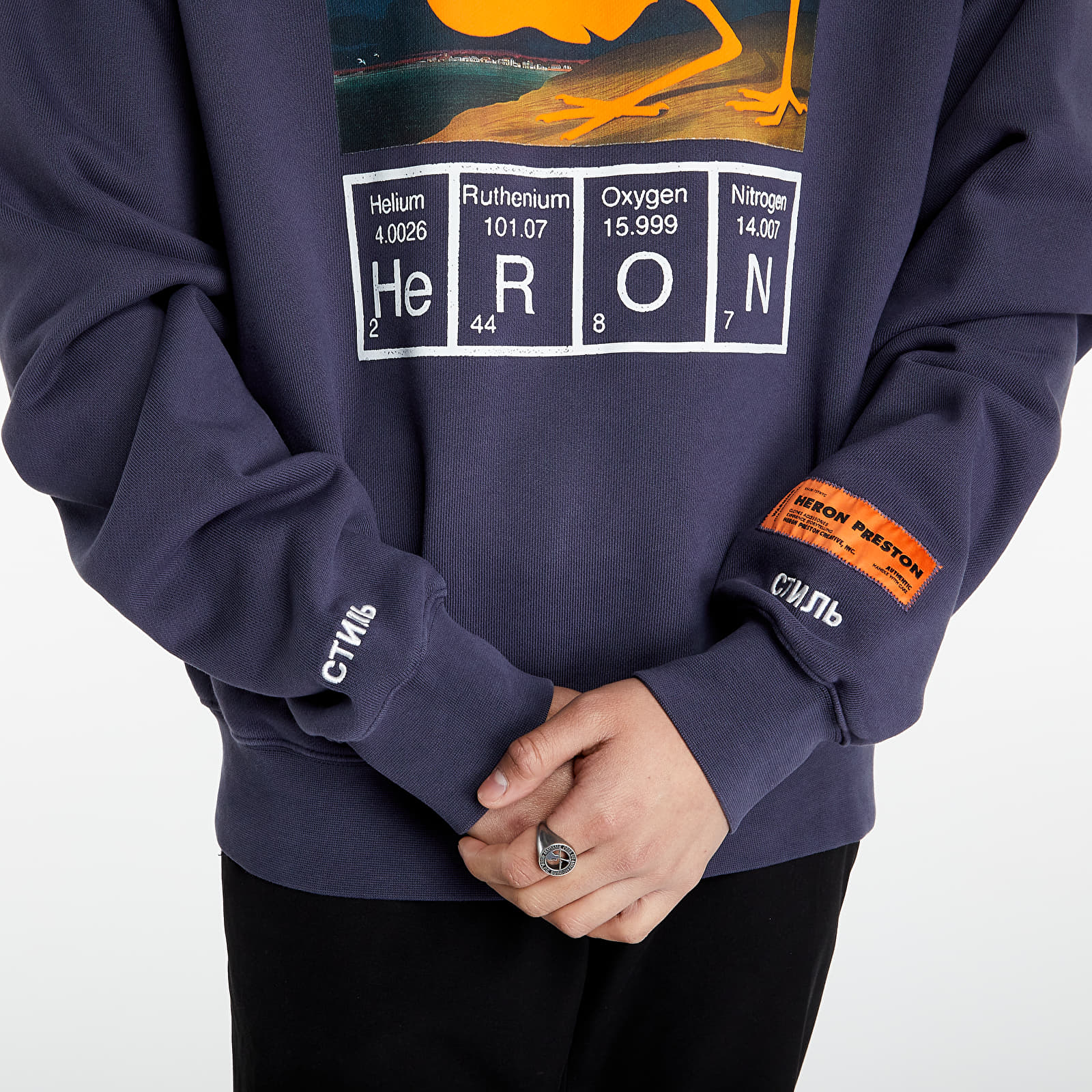 Sudaderas HERON PRESTON Heron Cutout Crewneck Anthracite/ Orange