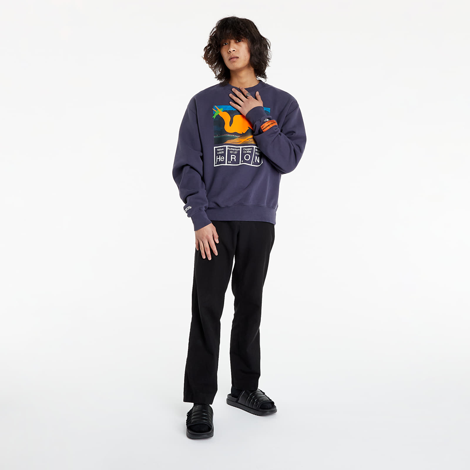 Sudaderas HERON PRESTON Heron Cutout Crewneck Anthracite/ Orange