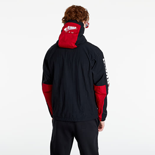 Red white black windbreaker top