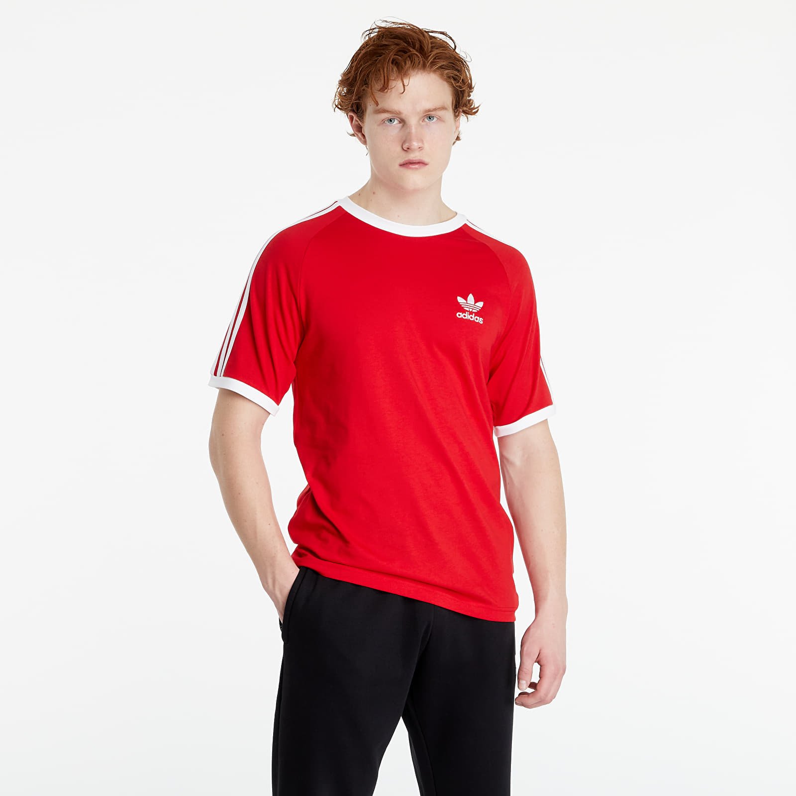 Adidas 3 clearance stripes tee red