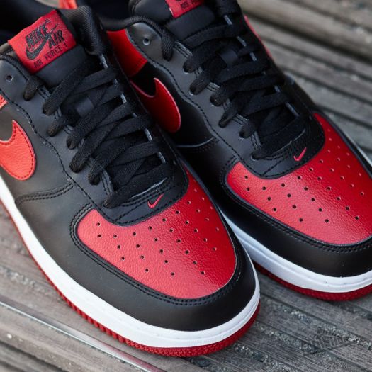 Mens red and online black air force ones