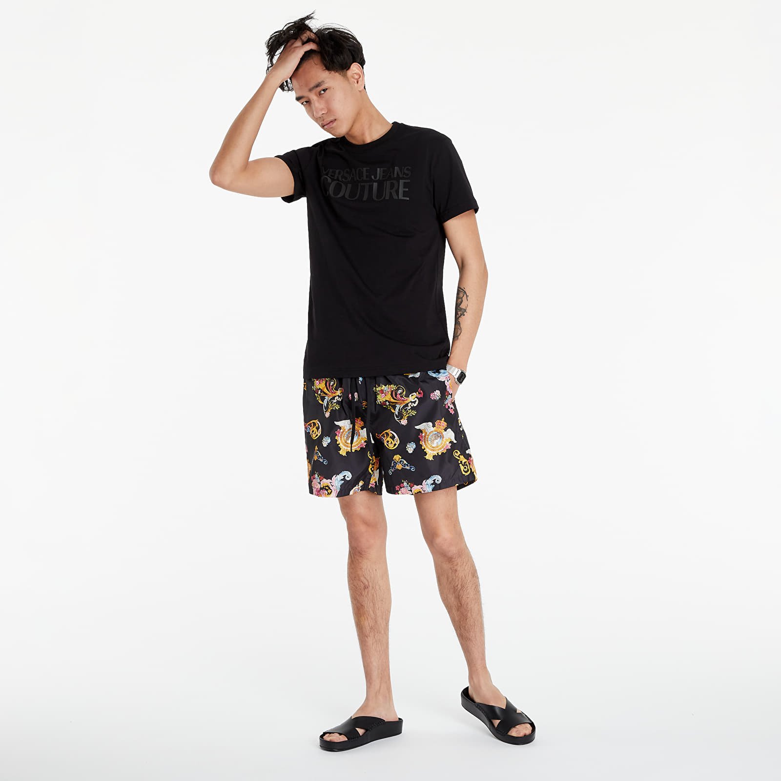 Plavky Versace Jeans Couture Swim Trunks Black Print