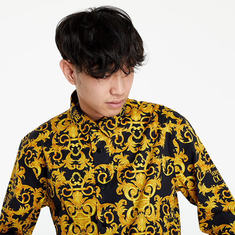 versace black and gold dress shirt Shirts Jeans Couture Slim Print Logo Baroque Black/ (B1GWA6S0S0152899) Web Collection: Birthday dress