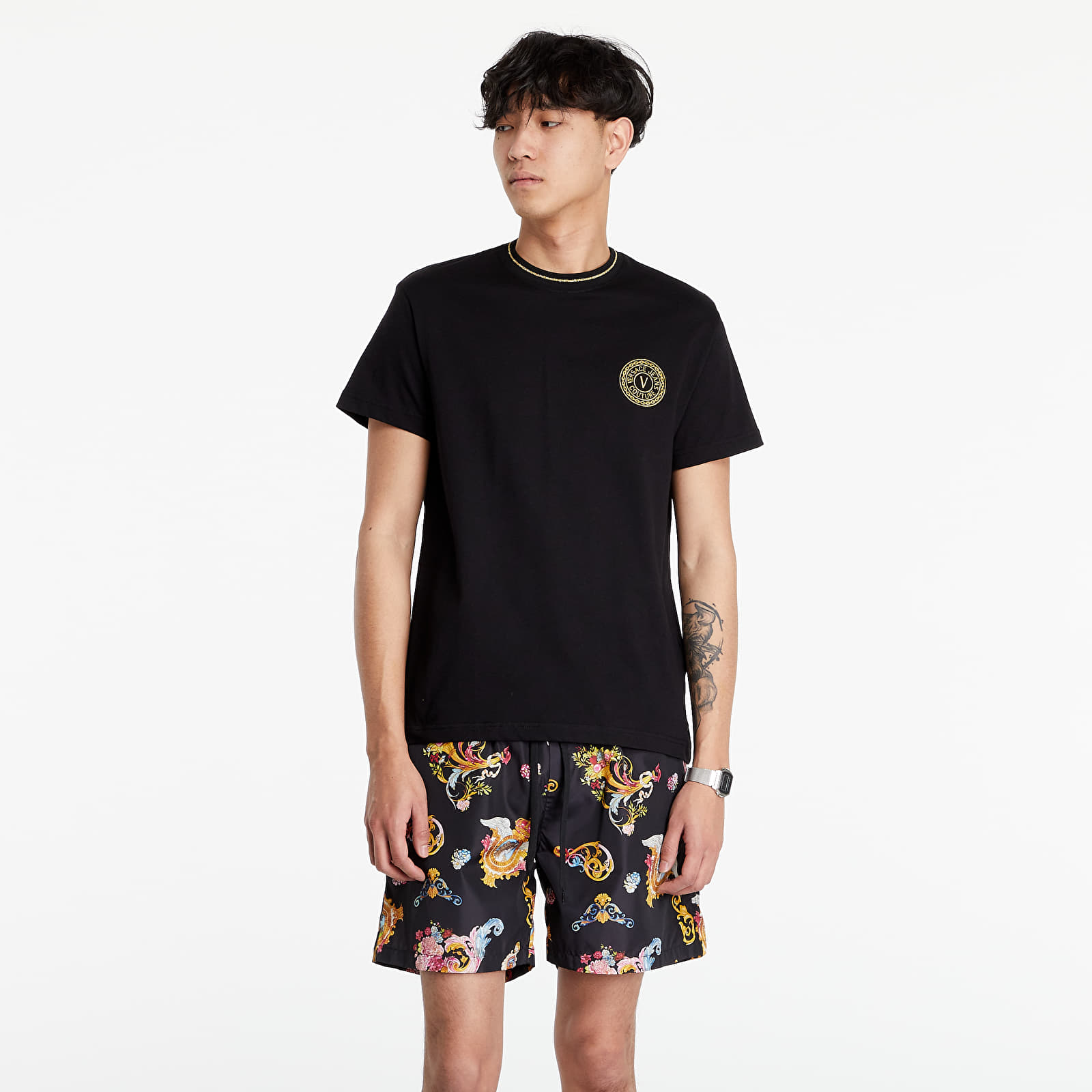 T-shirts Versace Jeans Couture Slim Round Small Emb T-shirt Black