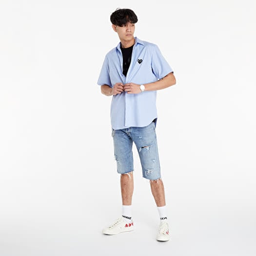 Риза Comme des Garçons PLAY Black Heart Striped Shirt Blue/ White