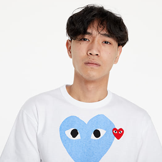 Cdg blue heart shirt new arrivals