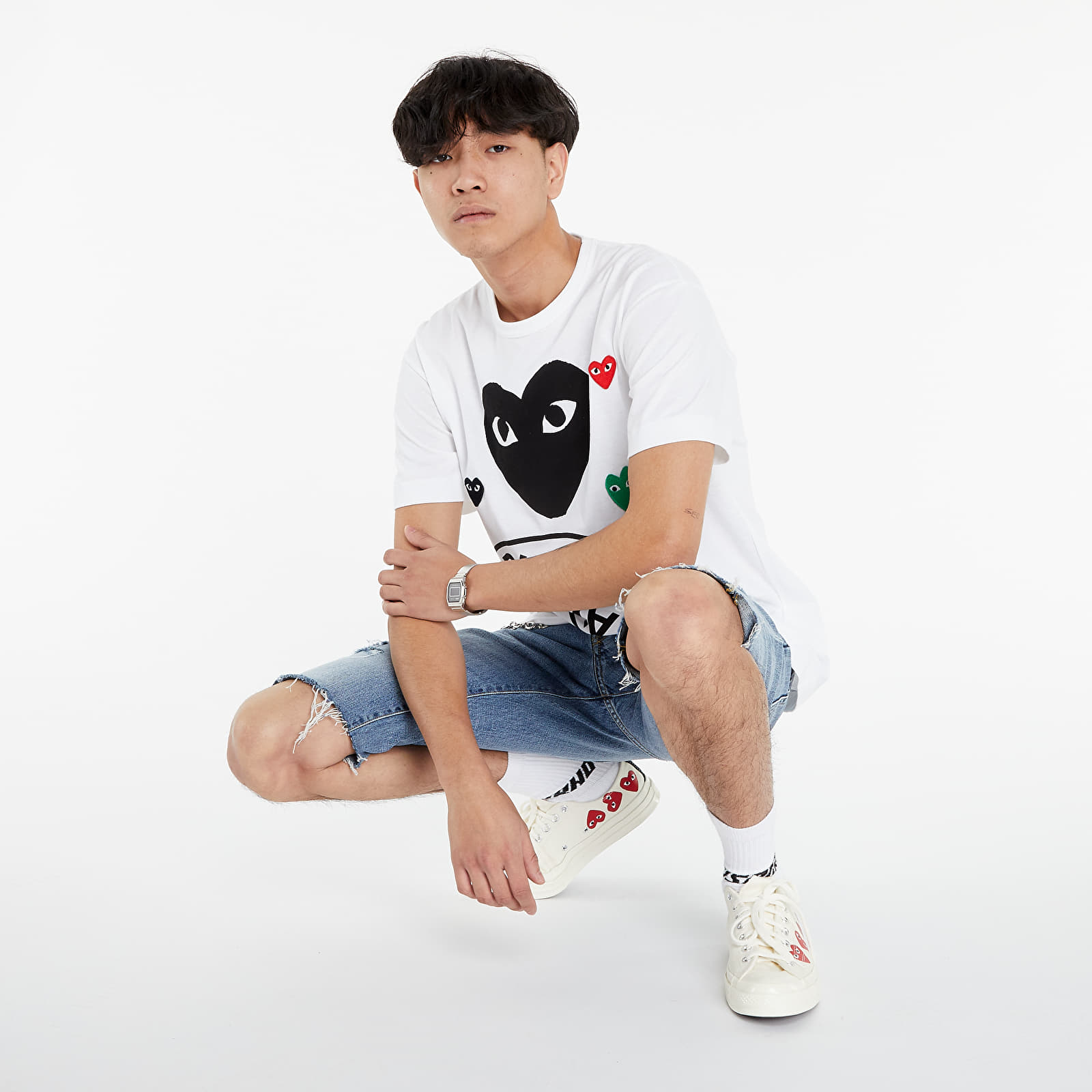 Men's T-shirts Comme des Garçons Play Logo Red Heart T-Shirt White