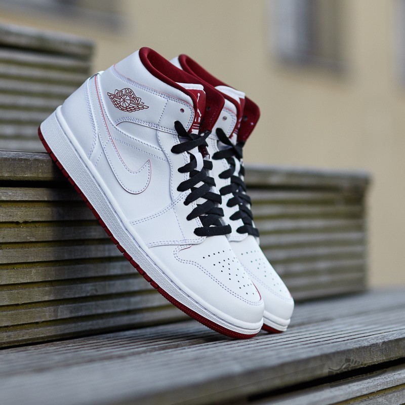 Air Jordan 1 Mid White/ Gym Red-Black