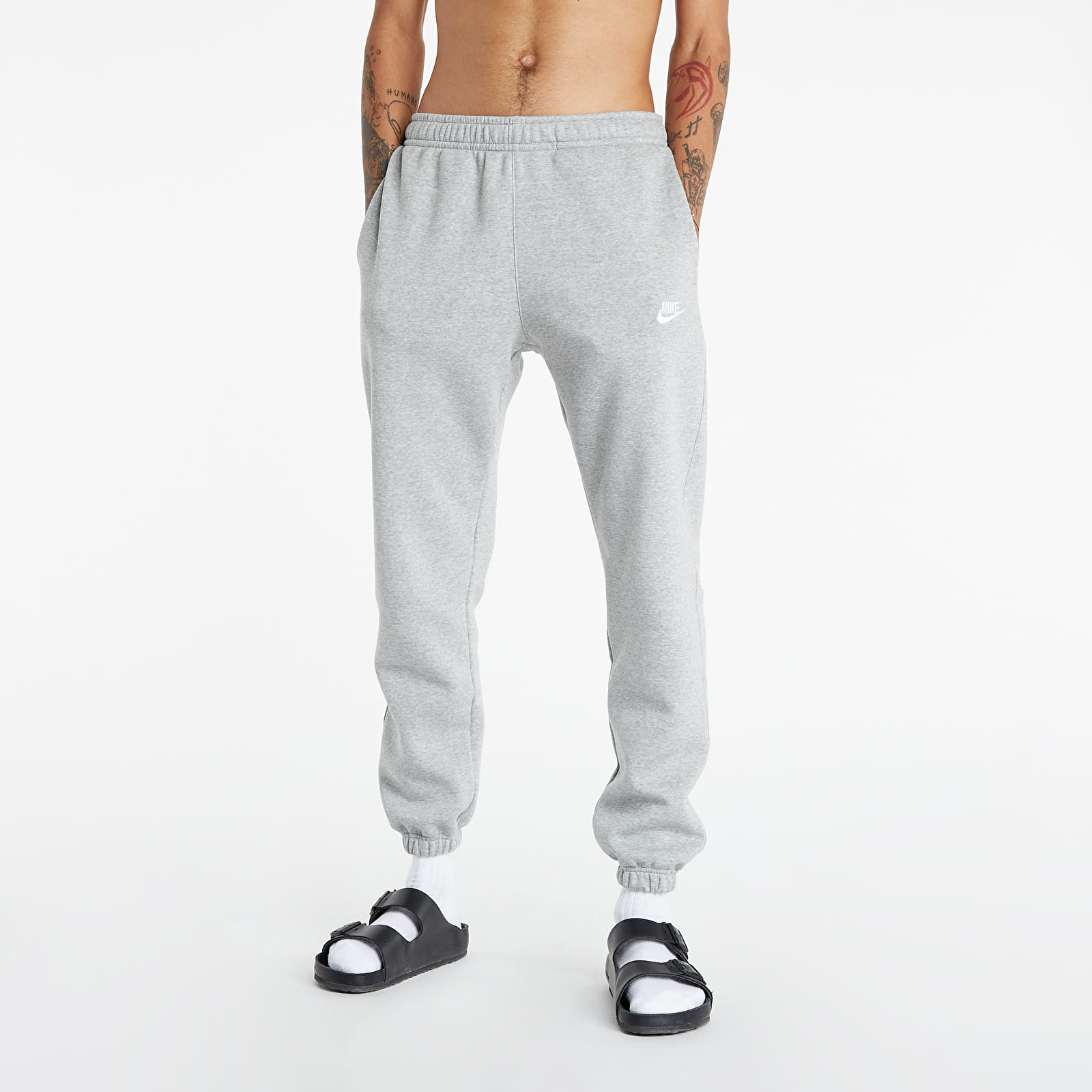 Džínsy a nohavice Nike Sportswear Club Fleece Pants Dk Grey Heather/ Matte Silver/ White