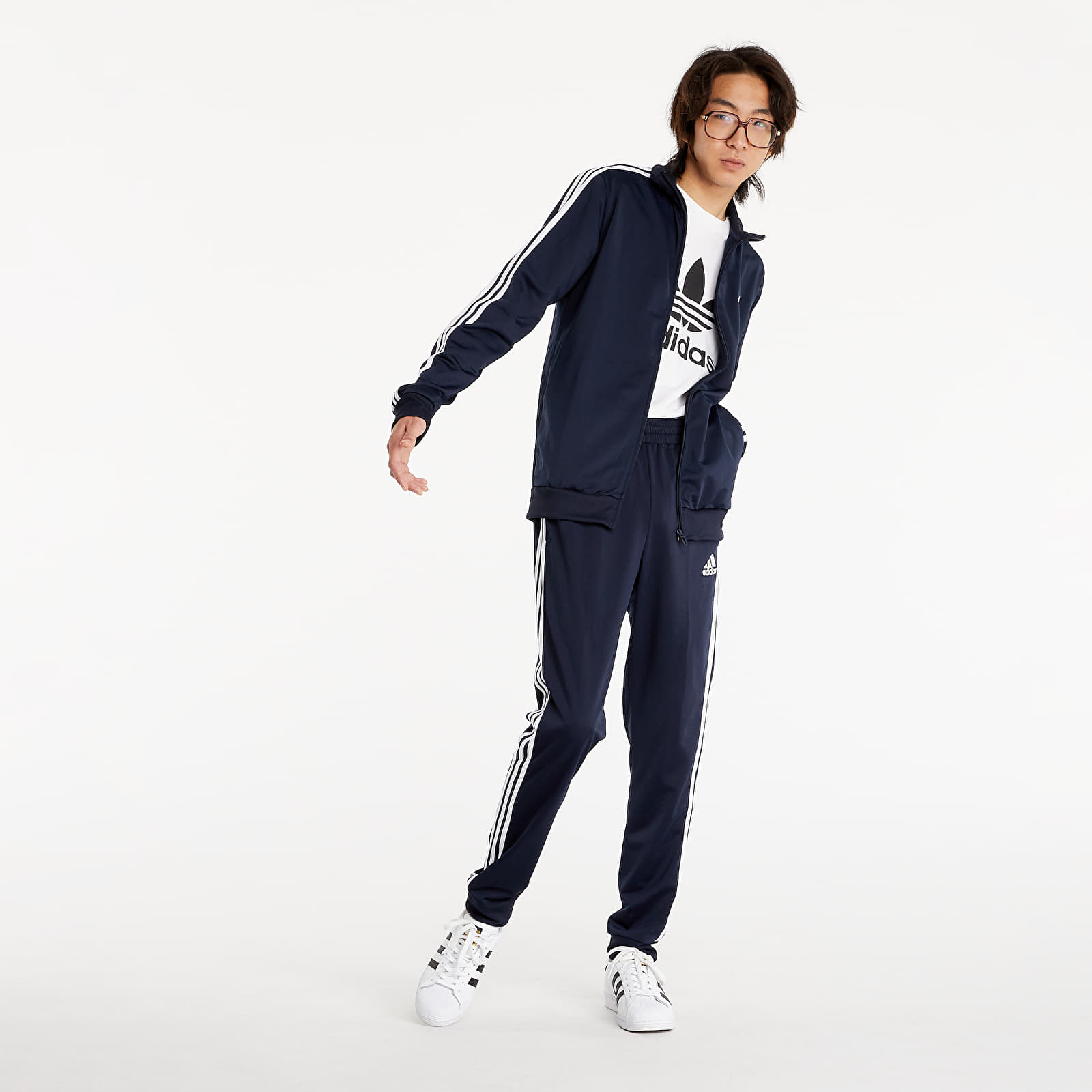 Hupparit ja collegepaidat adidas Primegreen Essentials 3-Stripes Suit Legend Ink / White