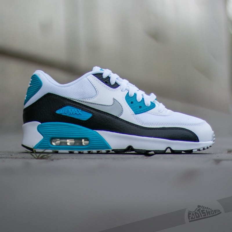 Dámske topánky a tenisky Nike Air Max 90 Mesh (GS) White/ Neutral Grey-Black-Blue Lagoon